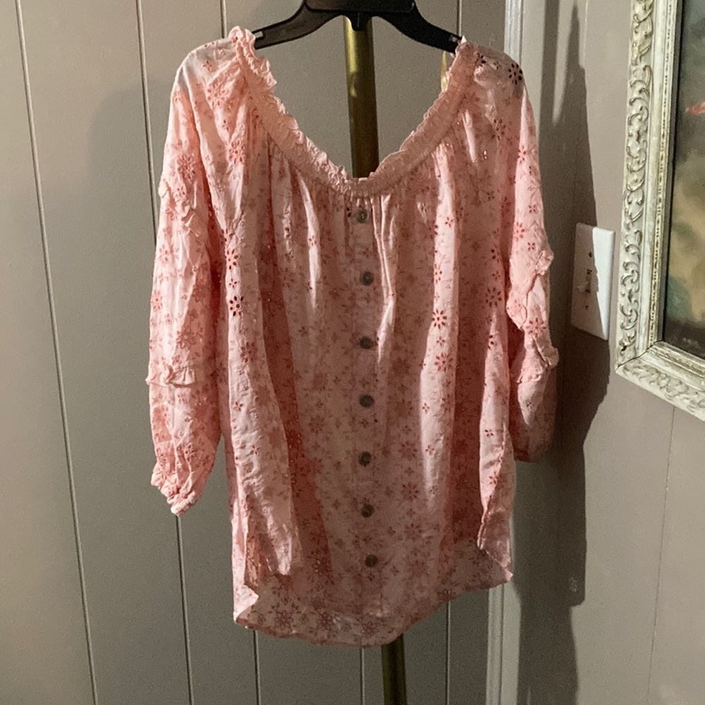 Democracy peach blouse 1x